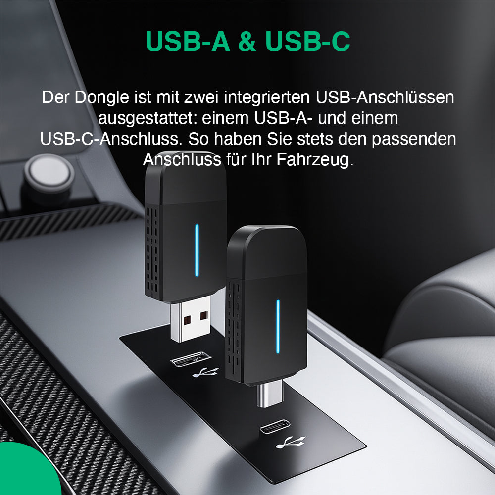 2-in-1 CarPlay Dongle | USB-A & USB-C | Apple CarPlay Und Android Auto